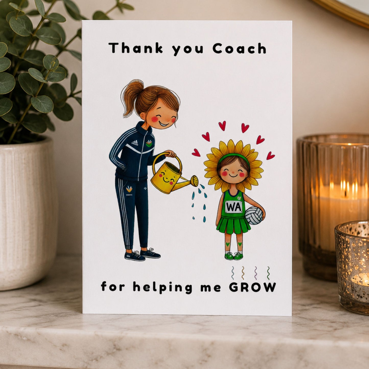 Netball Coach Thank You Card - Netball Greeting Cards