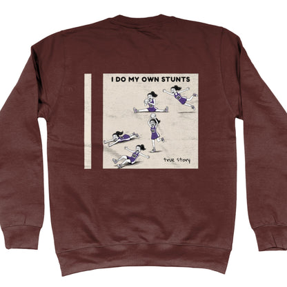 Brown Netball Jumper - Funny Netball Player Stunts Comic Strip Back Print