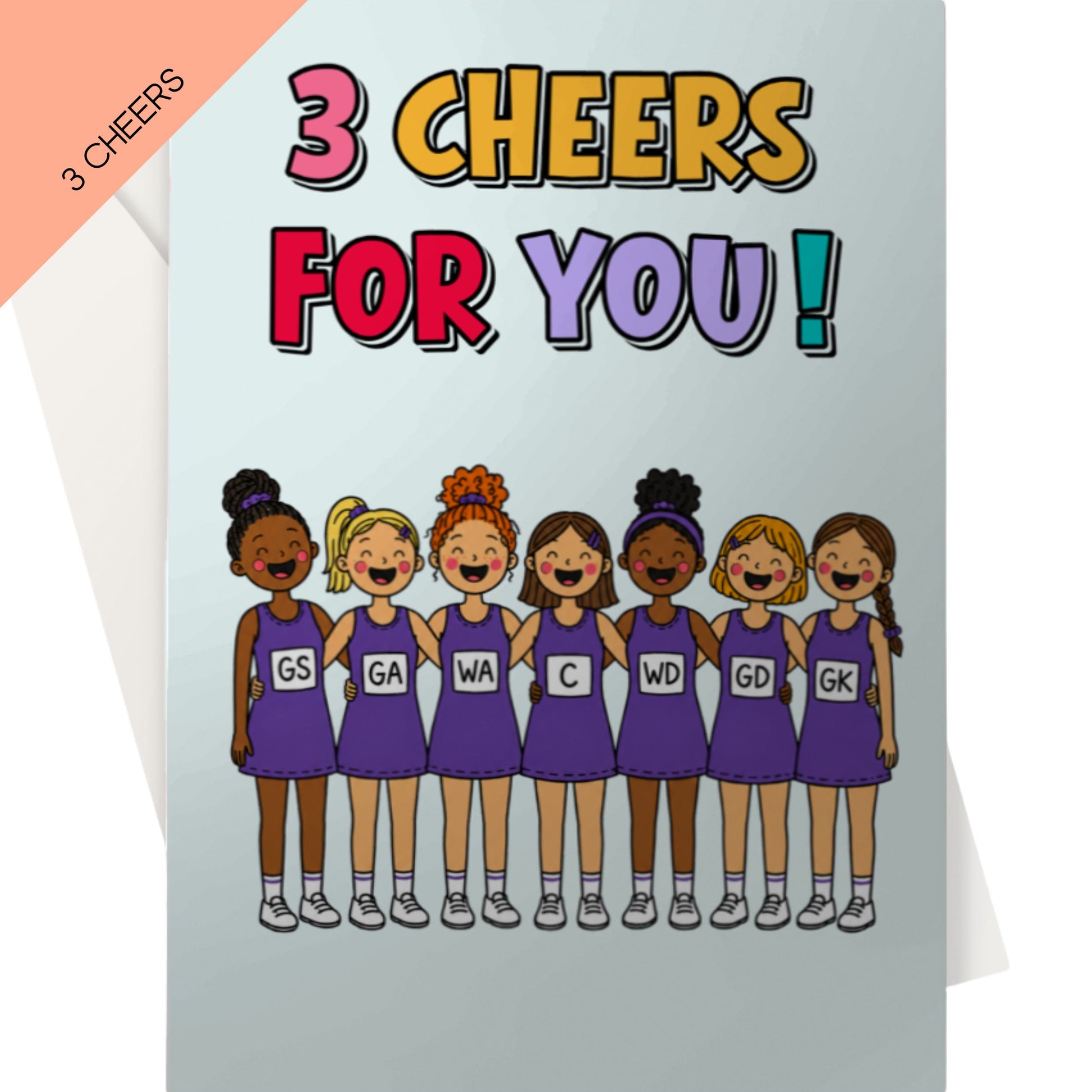 Netball Player Congratulations Card - 3 Cheers For You