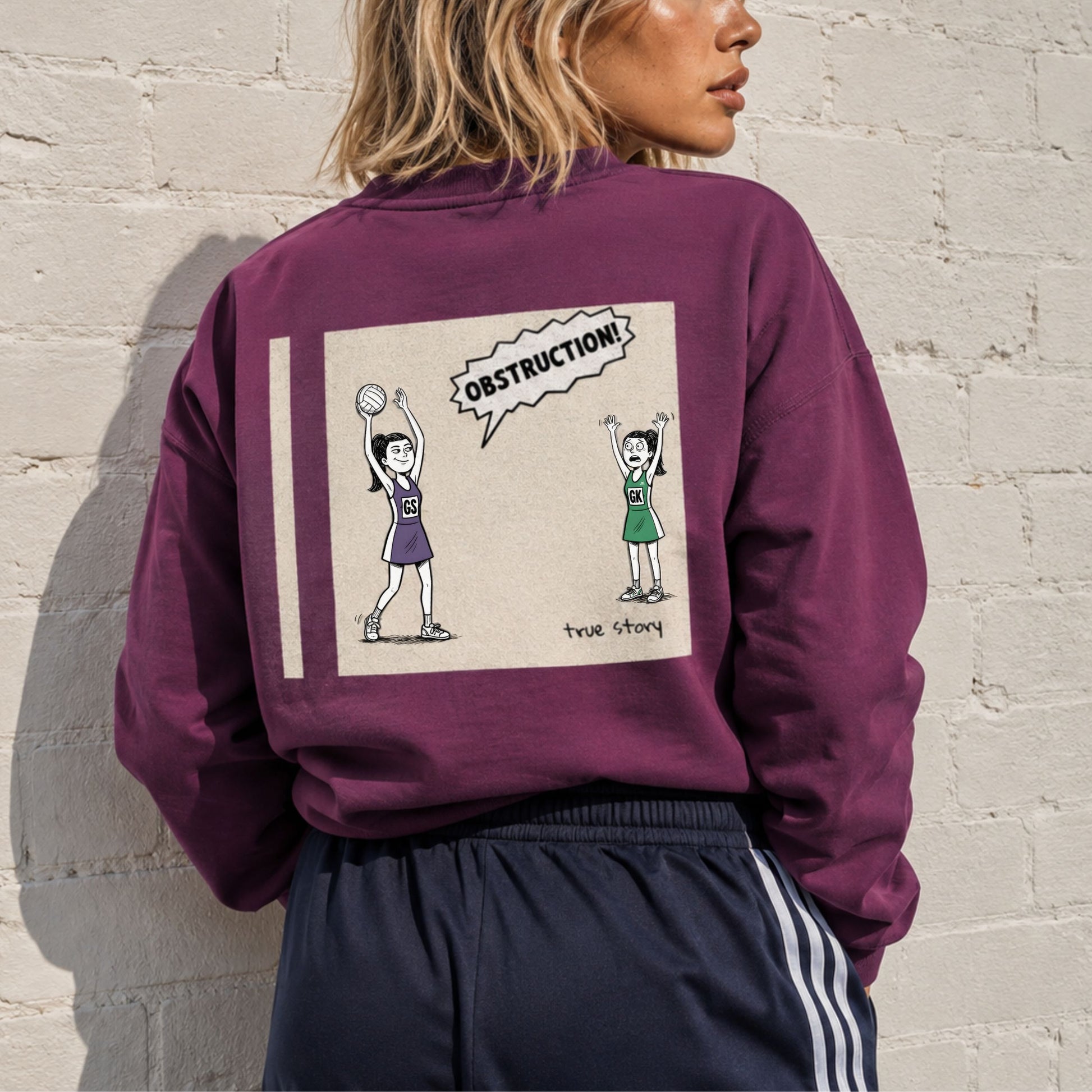 Women's Netball Sweatshirt - Comic Strip Print - Obstruction