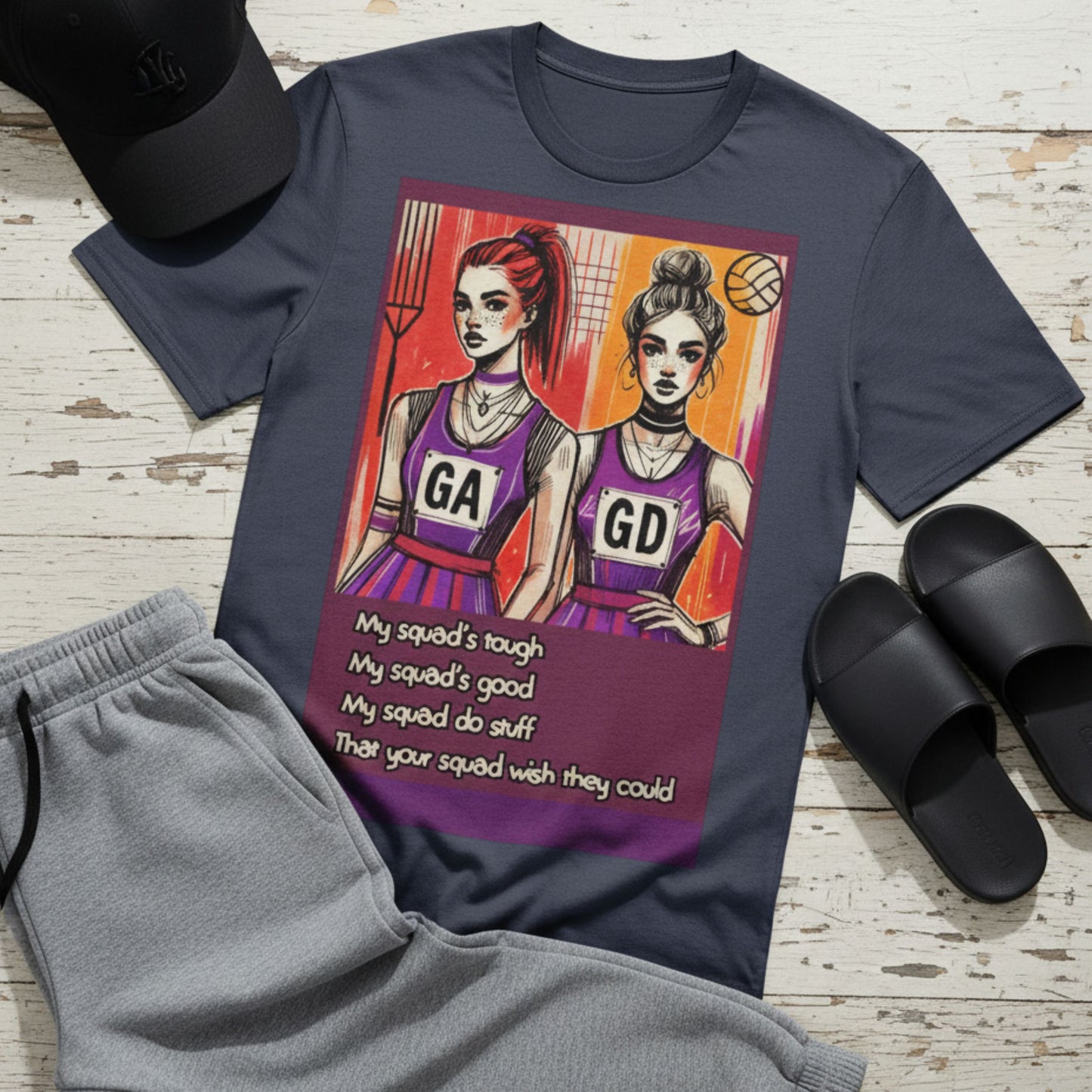 Netball Gifts - Netball Squad Fashion T-Shirt for Adults