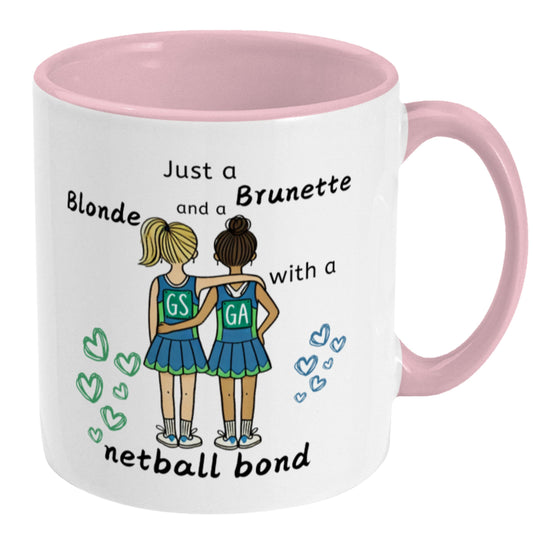 Netball Friend Gift Mug Blonde Brunette