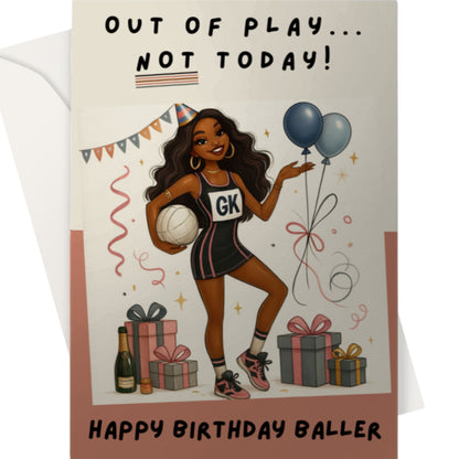 Netball GK Birthday Card - Goal Keeper Happy Birthday