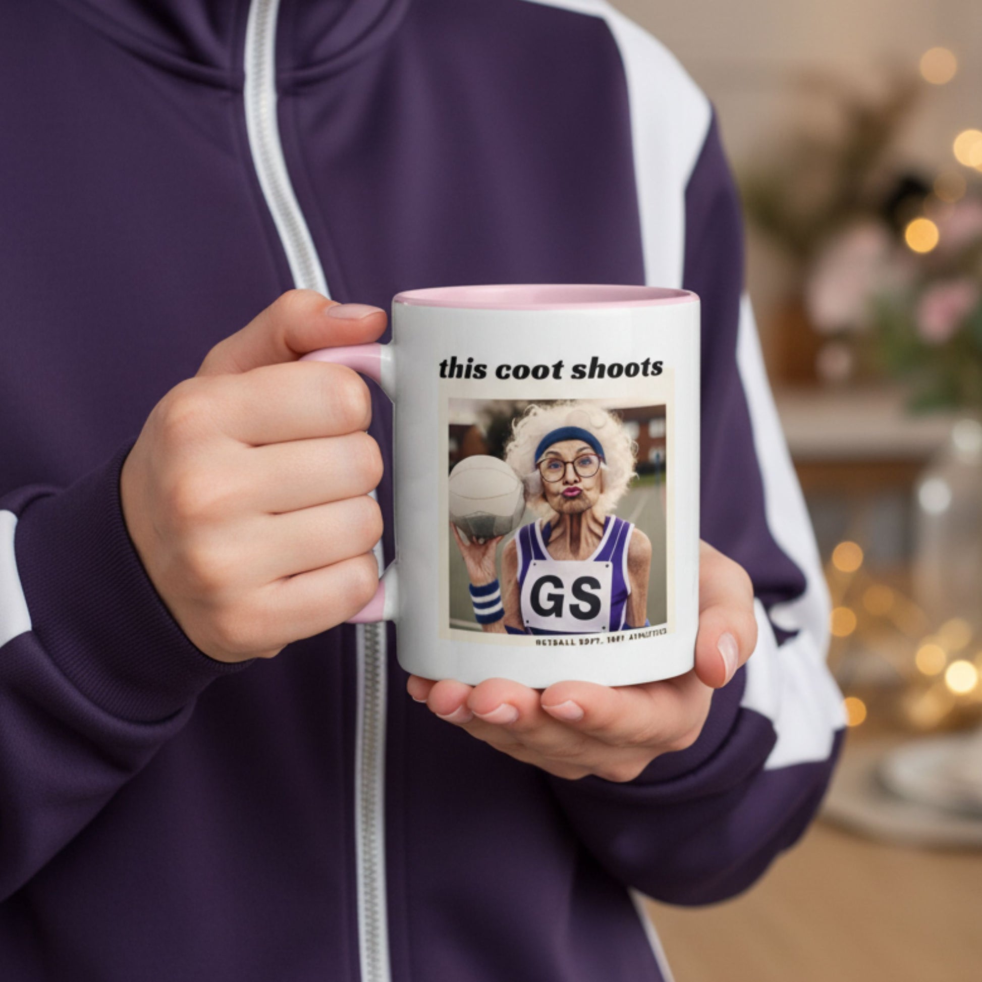 Netball Gifts - Pink Mug for Netball Goal Shooters