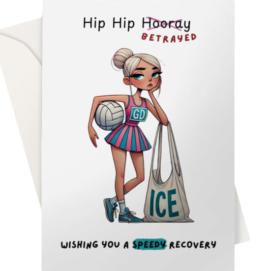 Netball Get Well Soon Card Hip Injury