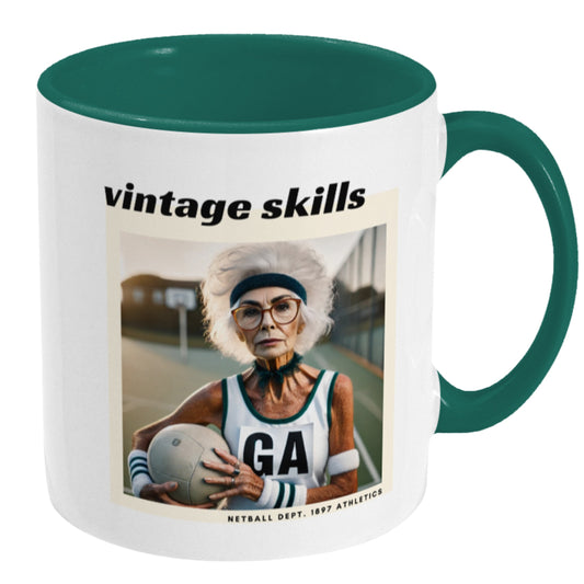 Funny Netball Gift Mug - Vintage Skills Slogan