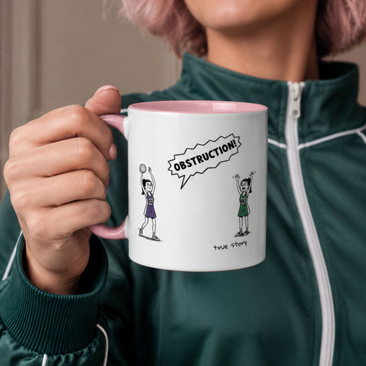 Funny Netball Gift Mug - Netball Defender Obstruction Mug