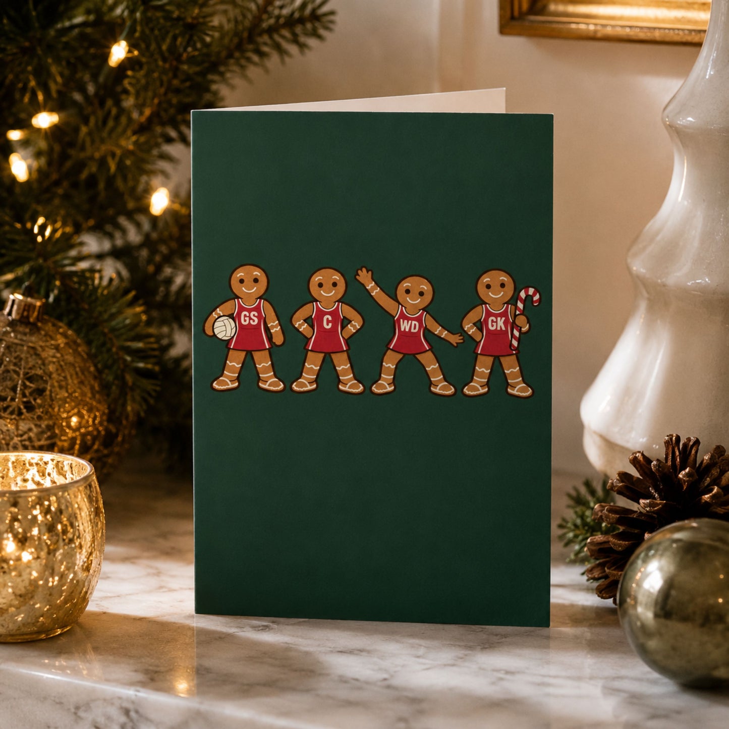Netball Christmas Card - Gingerbread Men