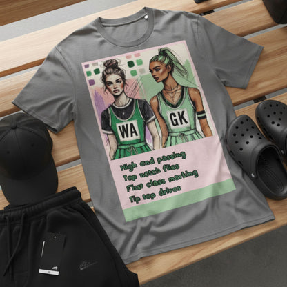 Netball Gifts - Grey and Pink Netball Fashion Top for Adult Players