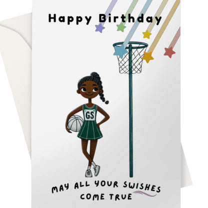Netball Goal Shooter Happy Birthday Card