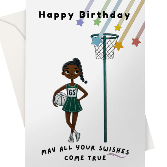Netball Goal Shooter Happy Birthday Card
