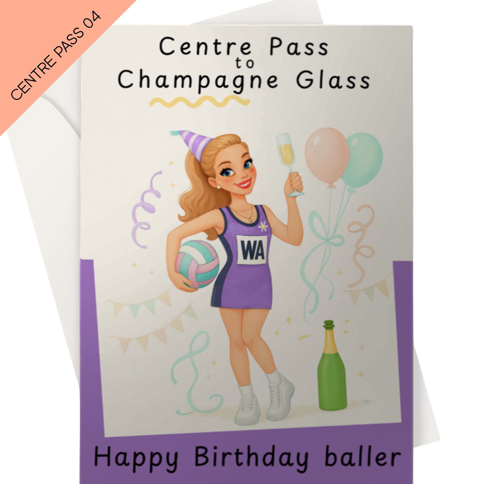 Purple Netball Birthday Card for WA Netball Player