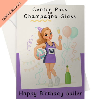 Purple Netball Birthday Card for WA Netball Player