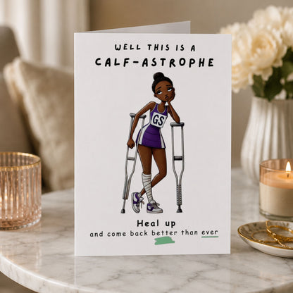 Netball Player Injury Think of You Card - Calf Injury