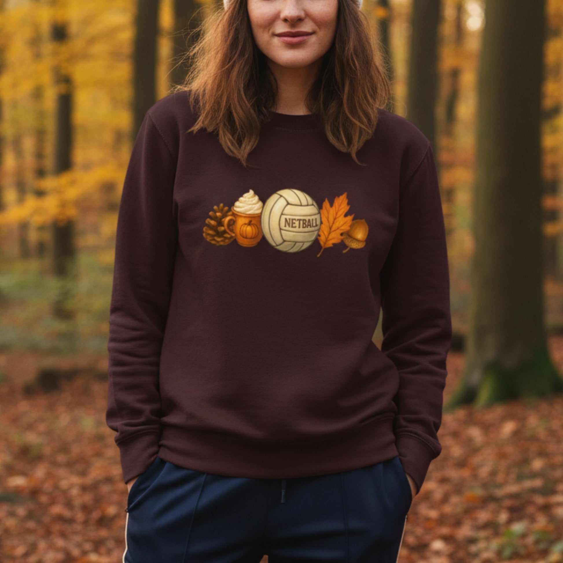 Netball Gifts - Brown Netball Autumn Jumper