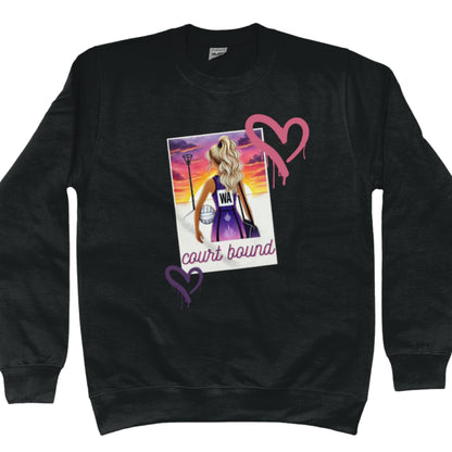 Netball Jumper  - Black Graphic Slogan