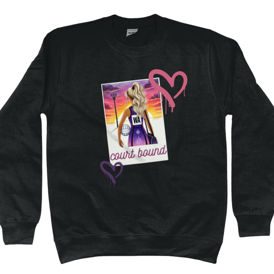 Netball Jumper  - Black Graphic Slogan