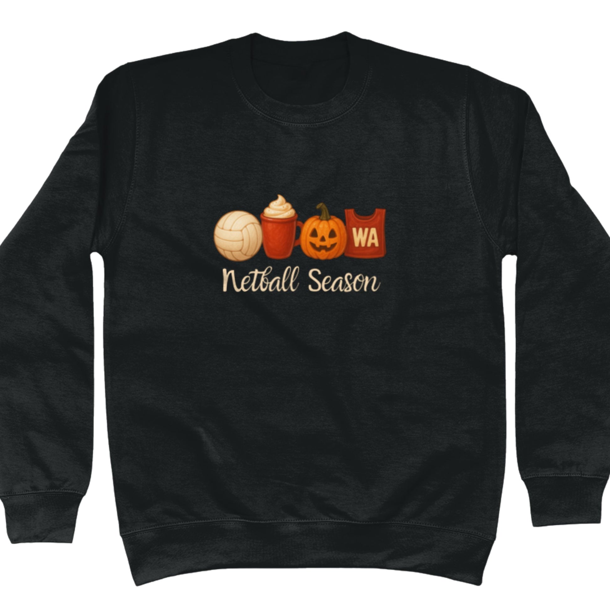 Netball Season Jumper - Cosy Season Black Sweatshirt - Netball Clothing