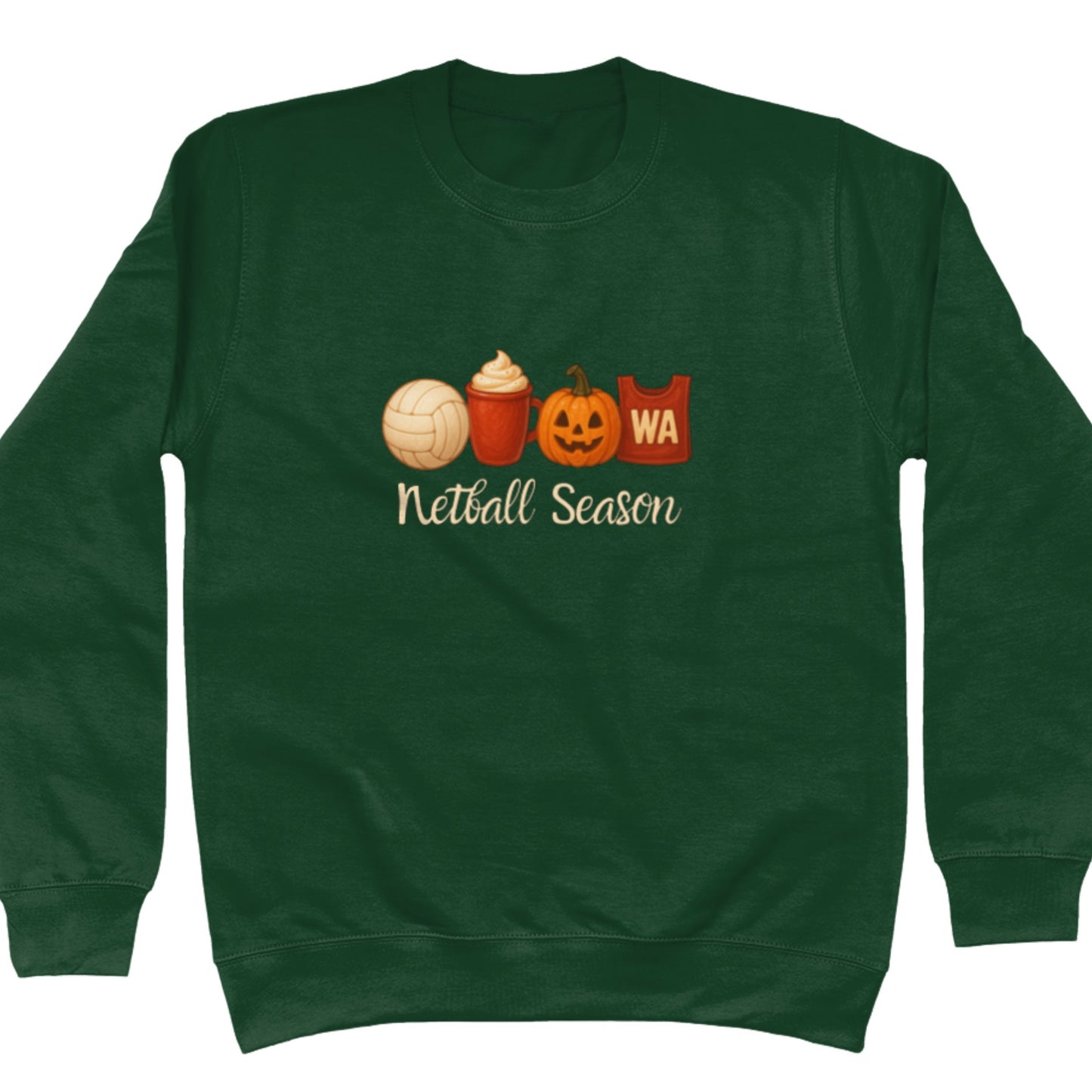Netball Season Jumper - Cosy Season Green Sweatshirt - Netball Clothing