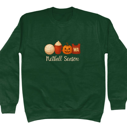 Netball Season Jumper - Cosy Season Green Sweatshirt - Netball Clothing