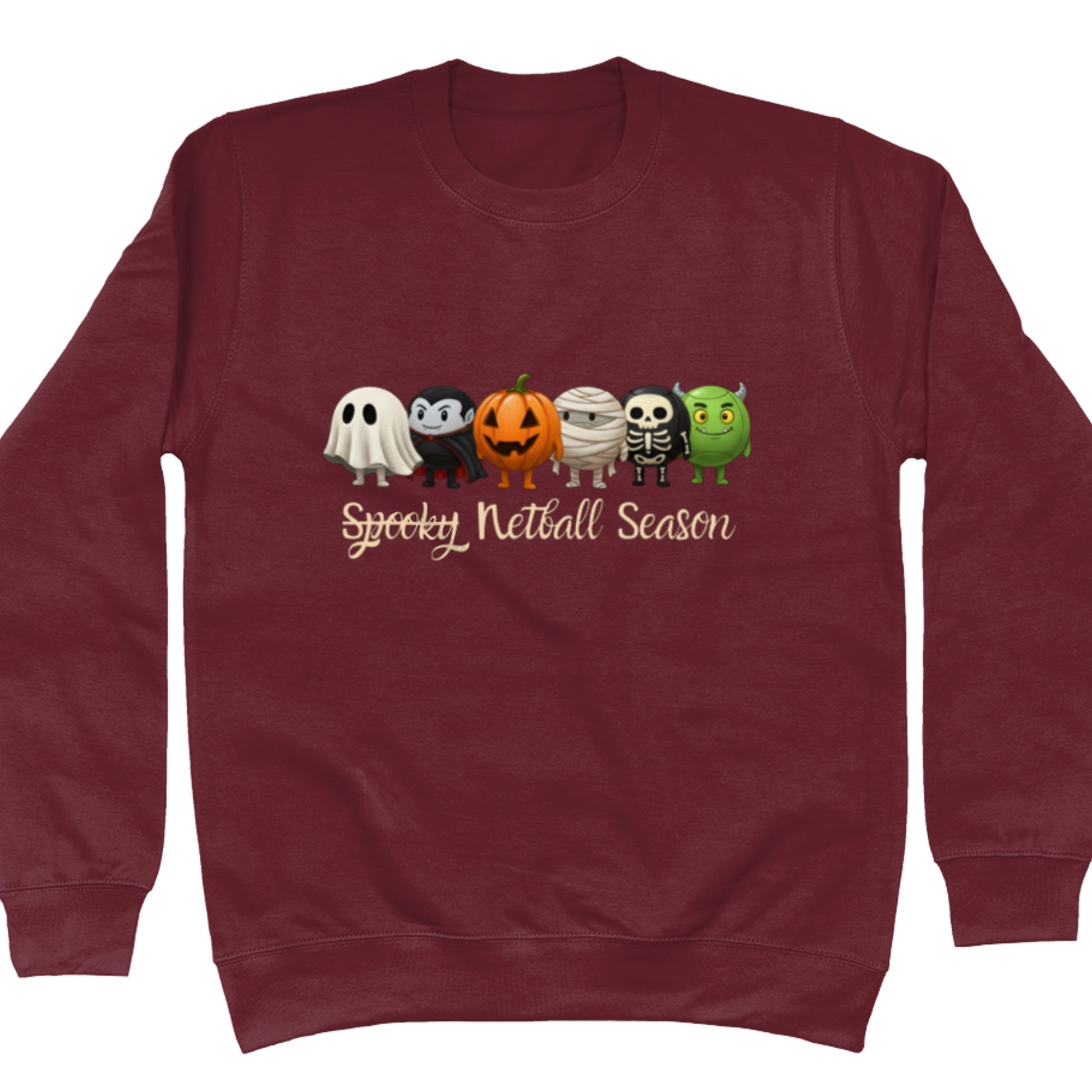 Burgundy Netball Jumper - Spooky Season Halloween - Netball Clothing