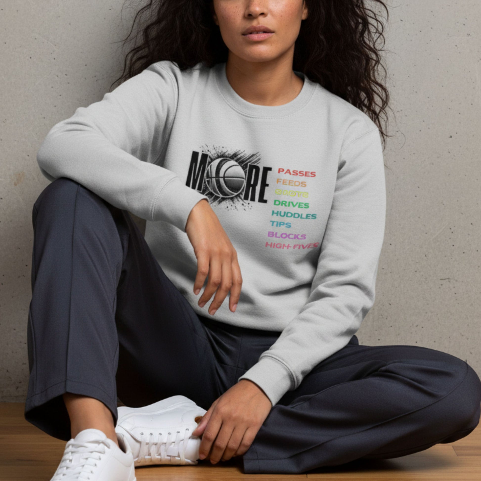 Netball Gifts - Rainbow Slogan Netball Sweatshirt