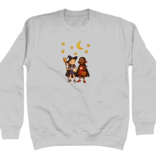 Light Grey Trick or Treat Netball Sweatshirt - Autumn Jumper - Netball Clothing