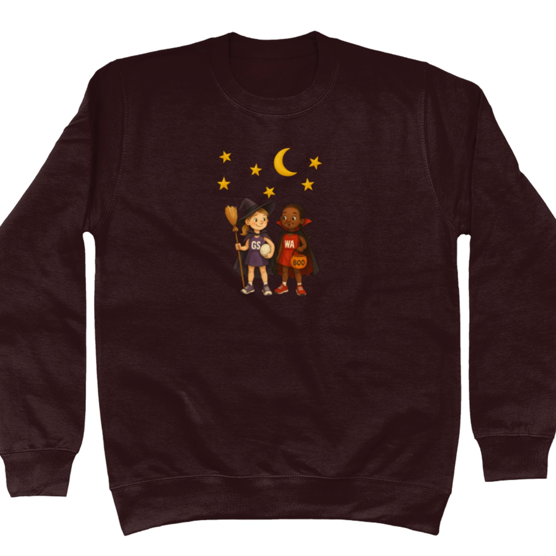 Brown Trick or Treat Netball Sweatshirt - Autumn Jumper - Netball Clothing