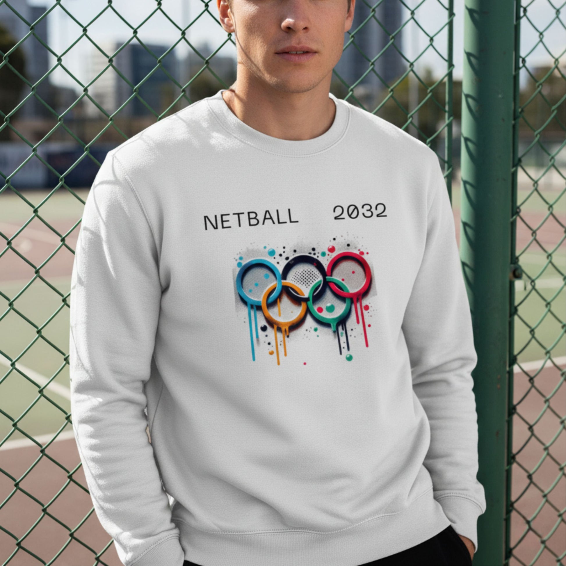 Netball Gifts - Netball 2032 Olympics Slogan Sweatshirt for Men