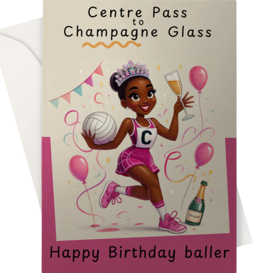 Netball Player Centre Happy Birthday Card