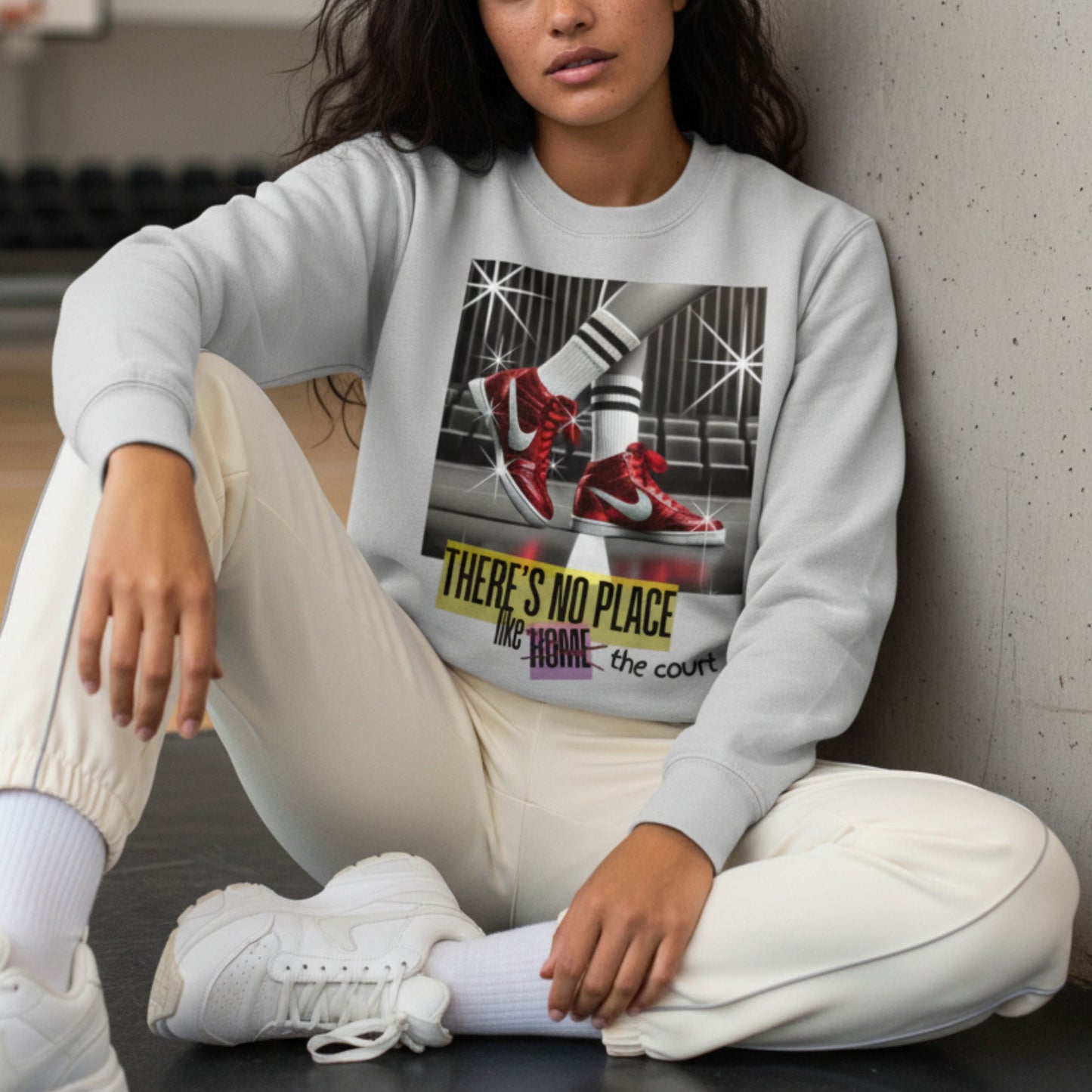 Netball Gifts - Red Trainers Graphic Netball Sweatshirt
