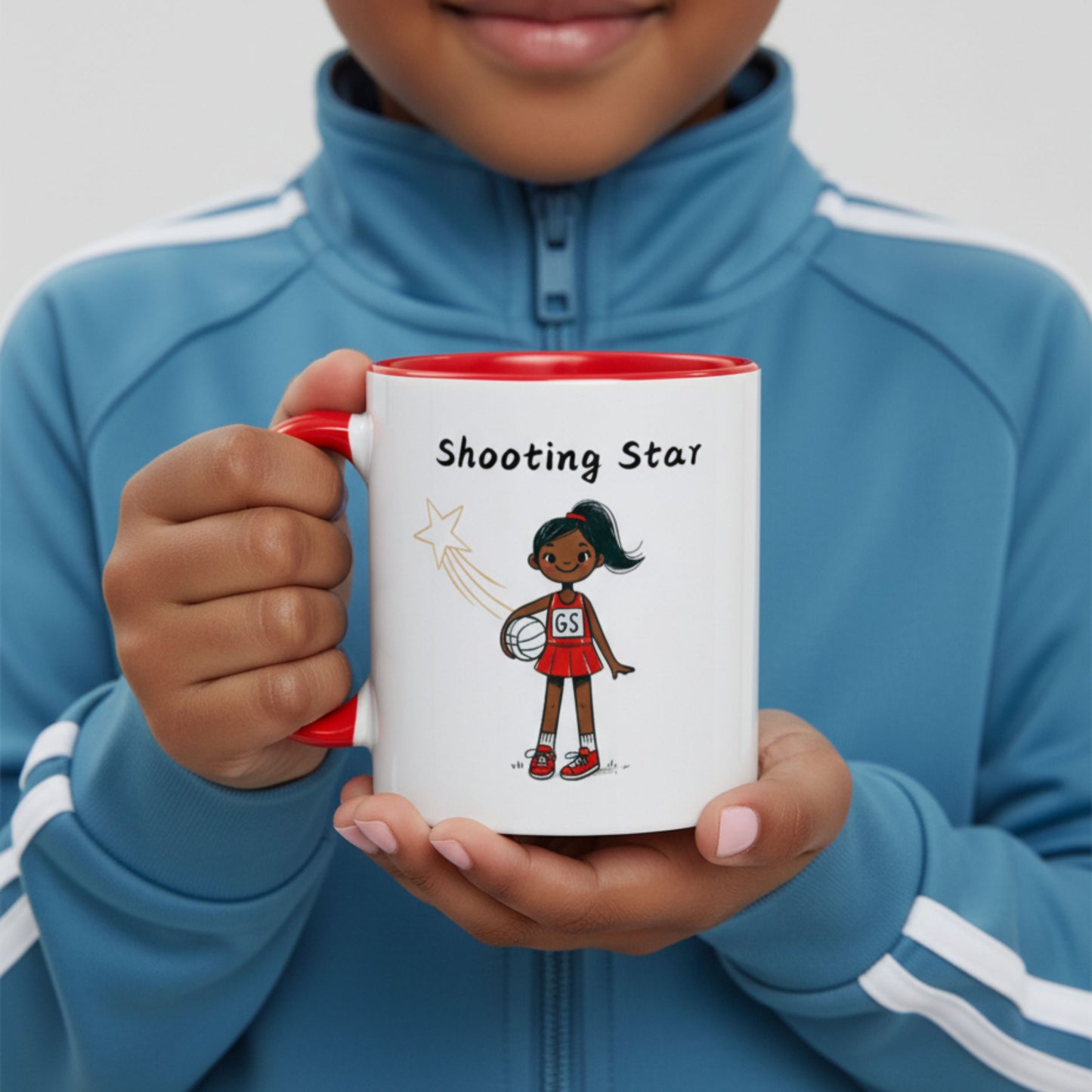 Netball Gifts - Goal Shooter Netball Player Mug for Kids 