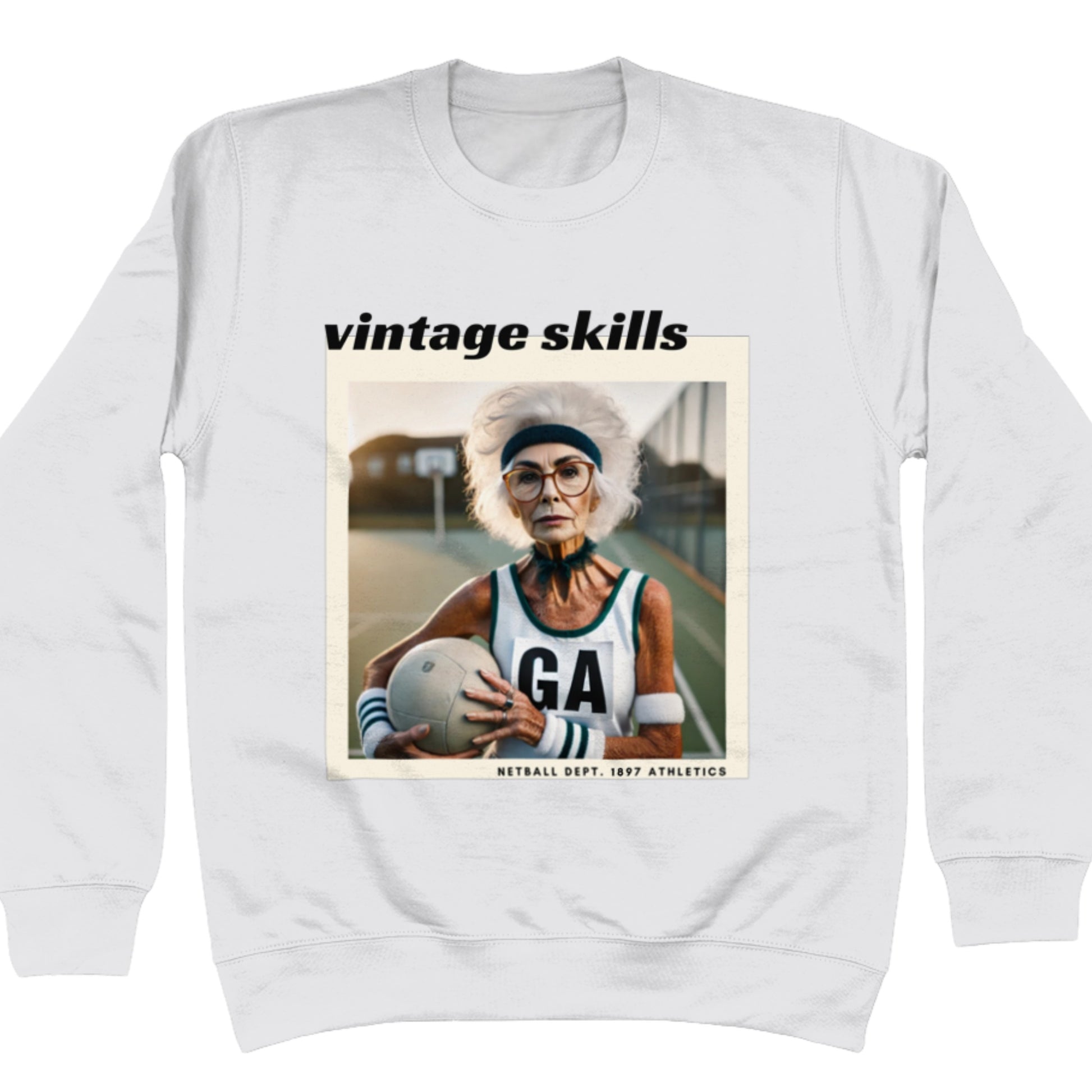 Vintage Skills Netball Slogan Jumper - Funny Netball Gift