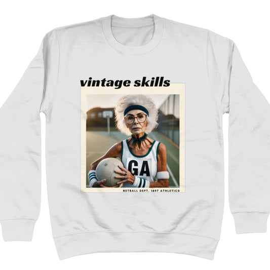 Vintage Skills Netball Slogan Jumper - Funny Netball Gift