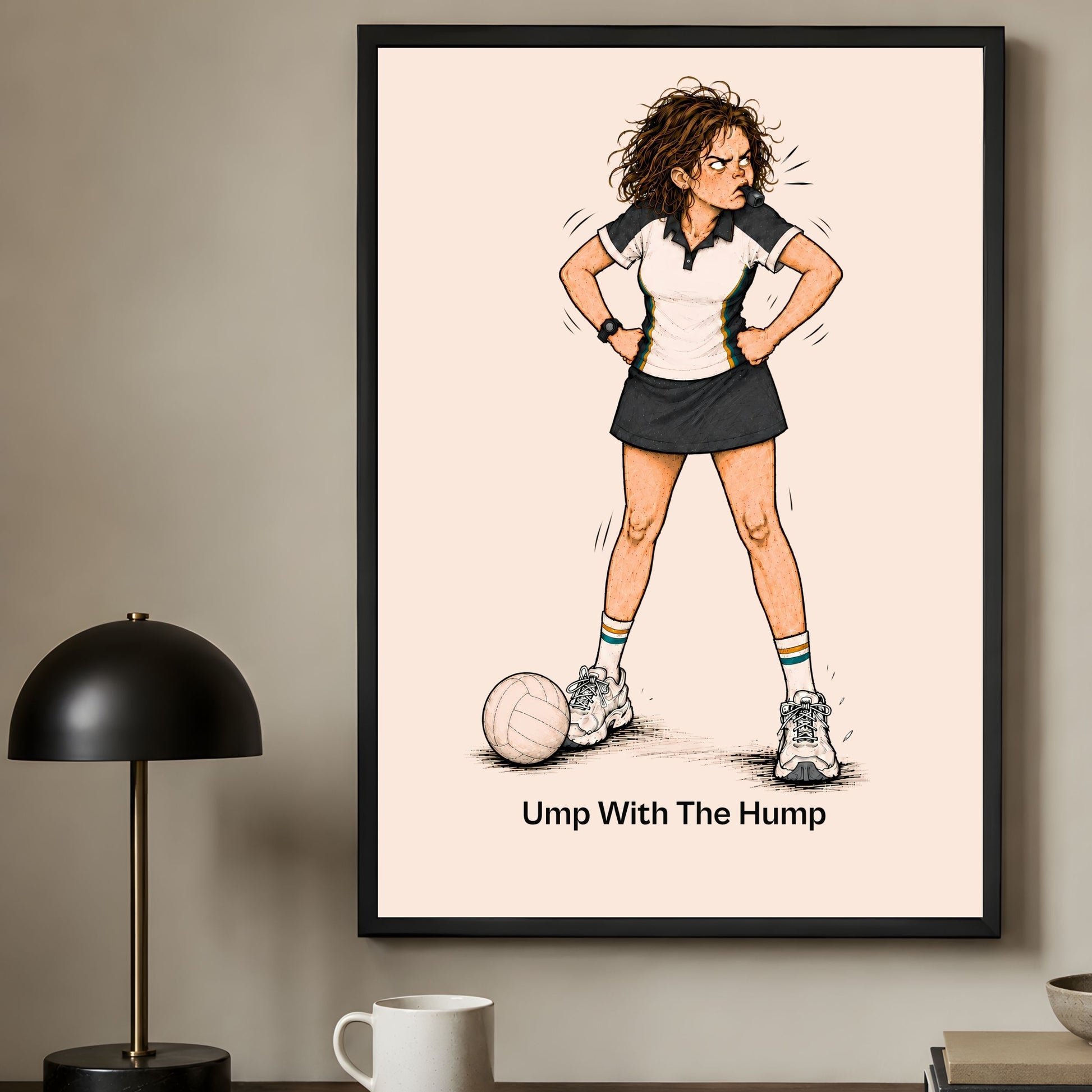 Funny Netball Umpire Wall Art Print