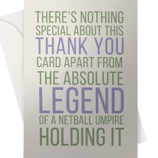 Netball Umpire Thank You Card - Netball Team Gift