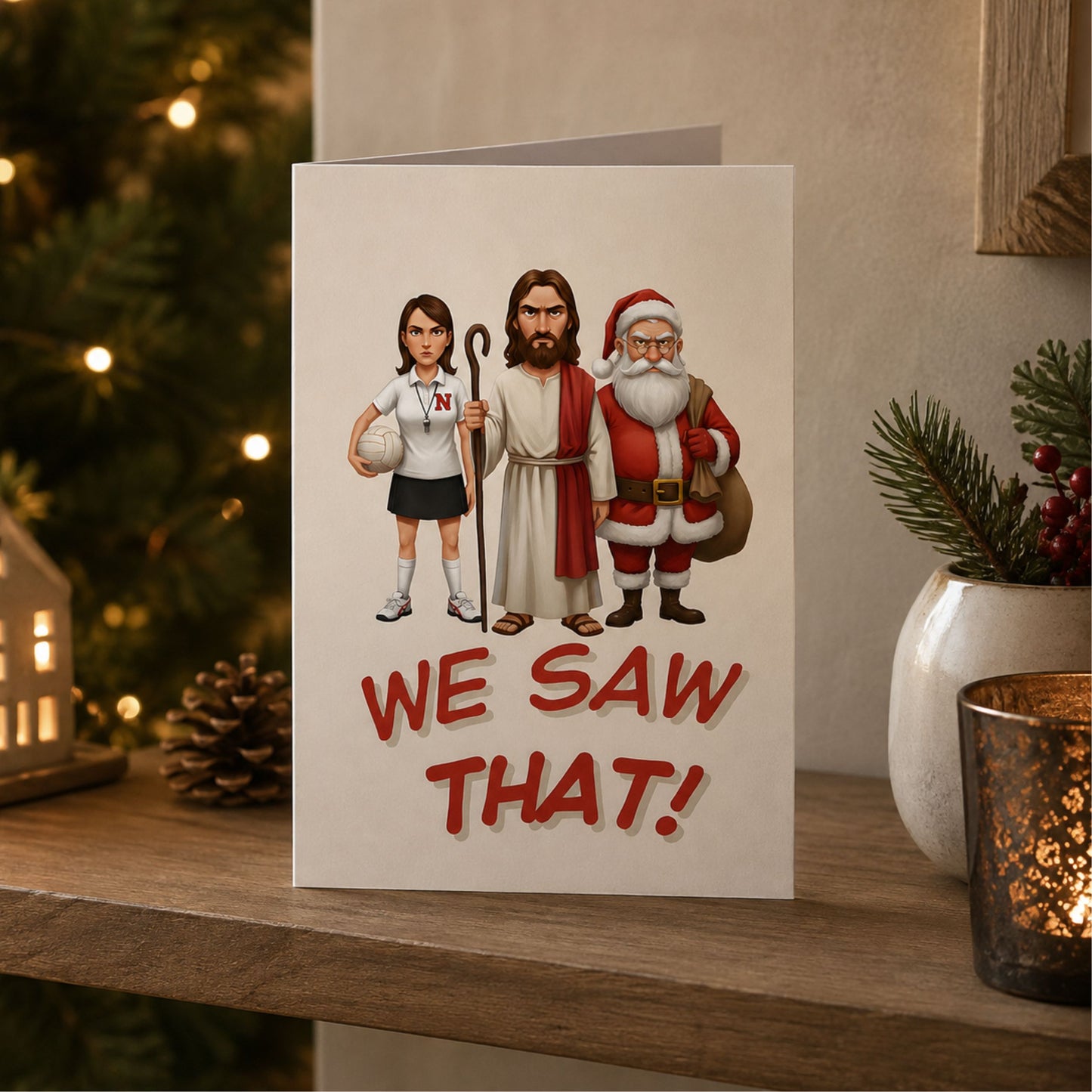 Netball Umpire Christmas Card - Funny We Saw That