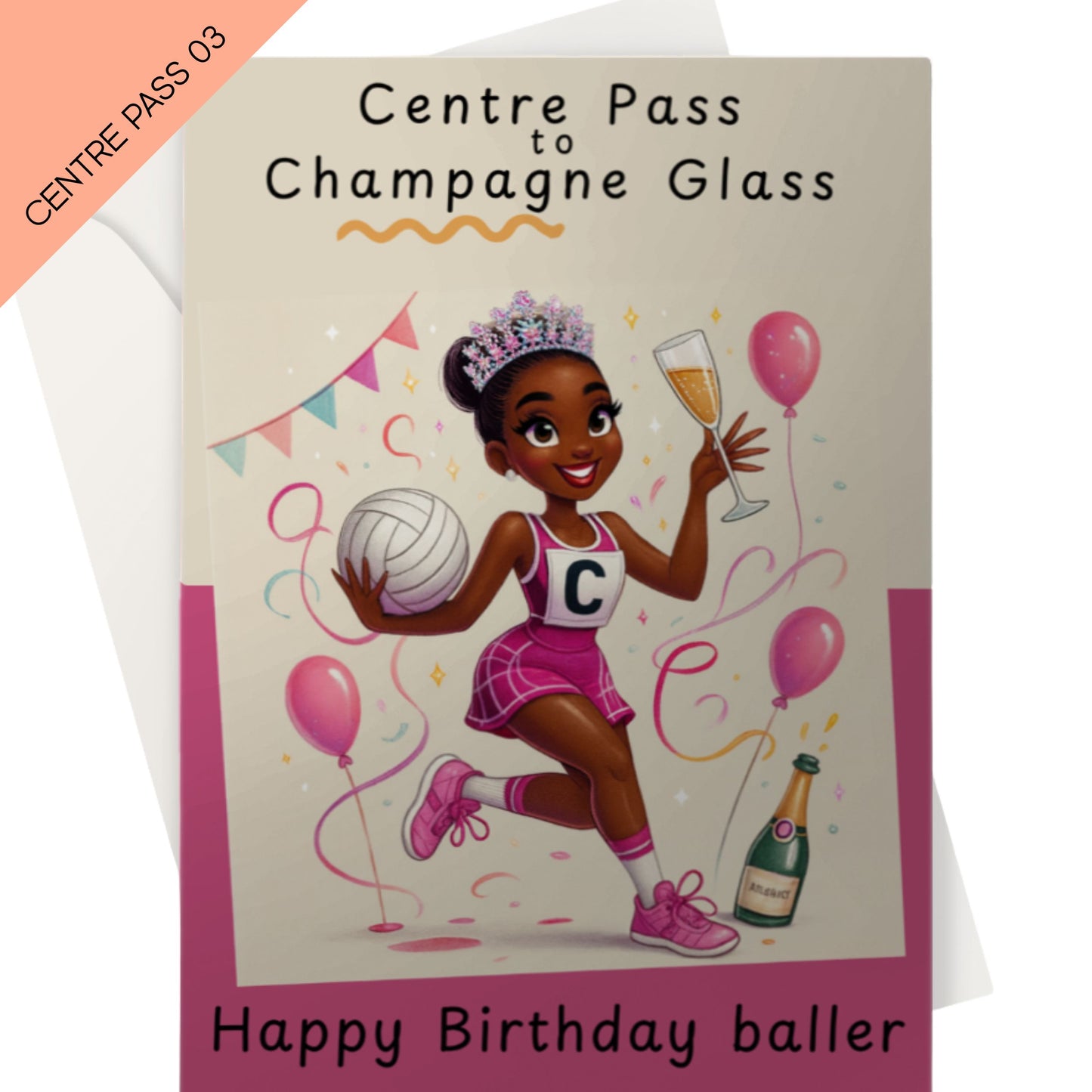 Pink Netball Birthday Card for Netball Centre Player