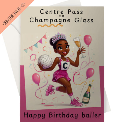 Pink Netball Birthday Card for Netball Centre Player