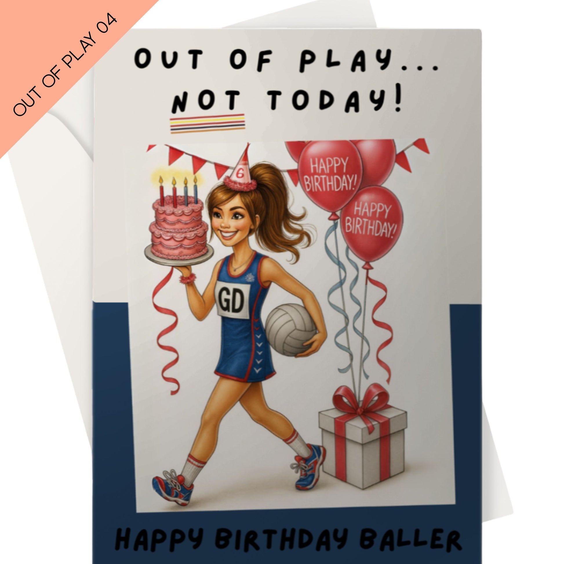 Blue Netball Birthday Card for Netball Goal Defenders