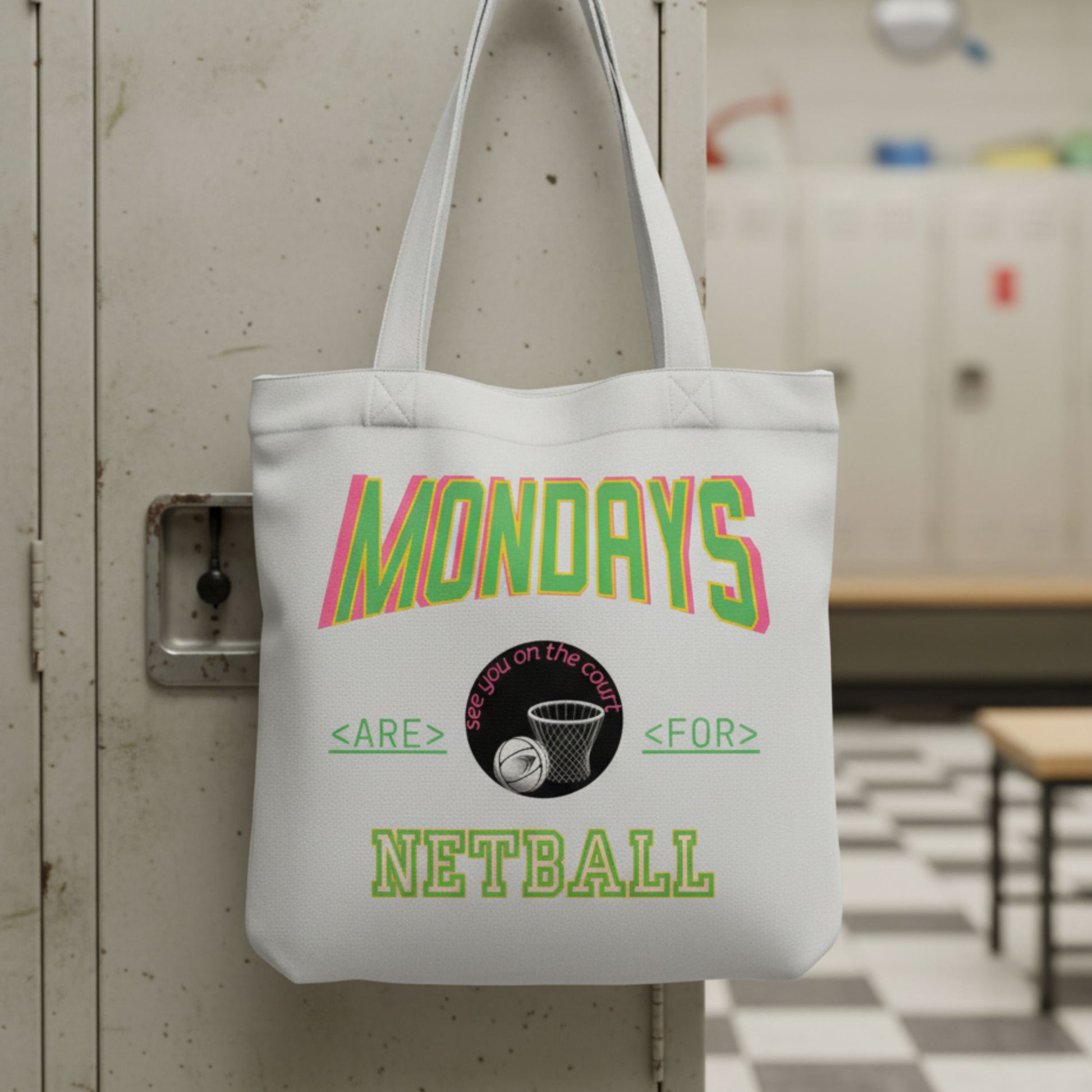 Netball Gifts - Monday Netball Slogan Tote Bag