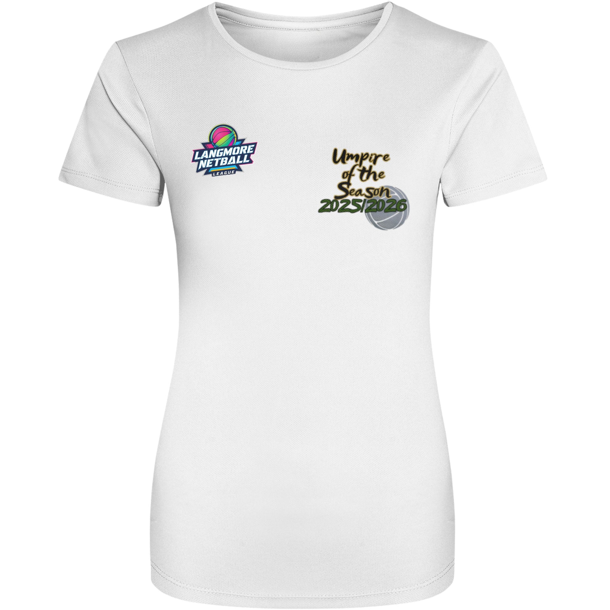 Personalised Netball Umpire White Shirt - Netball Award