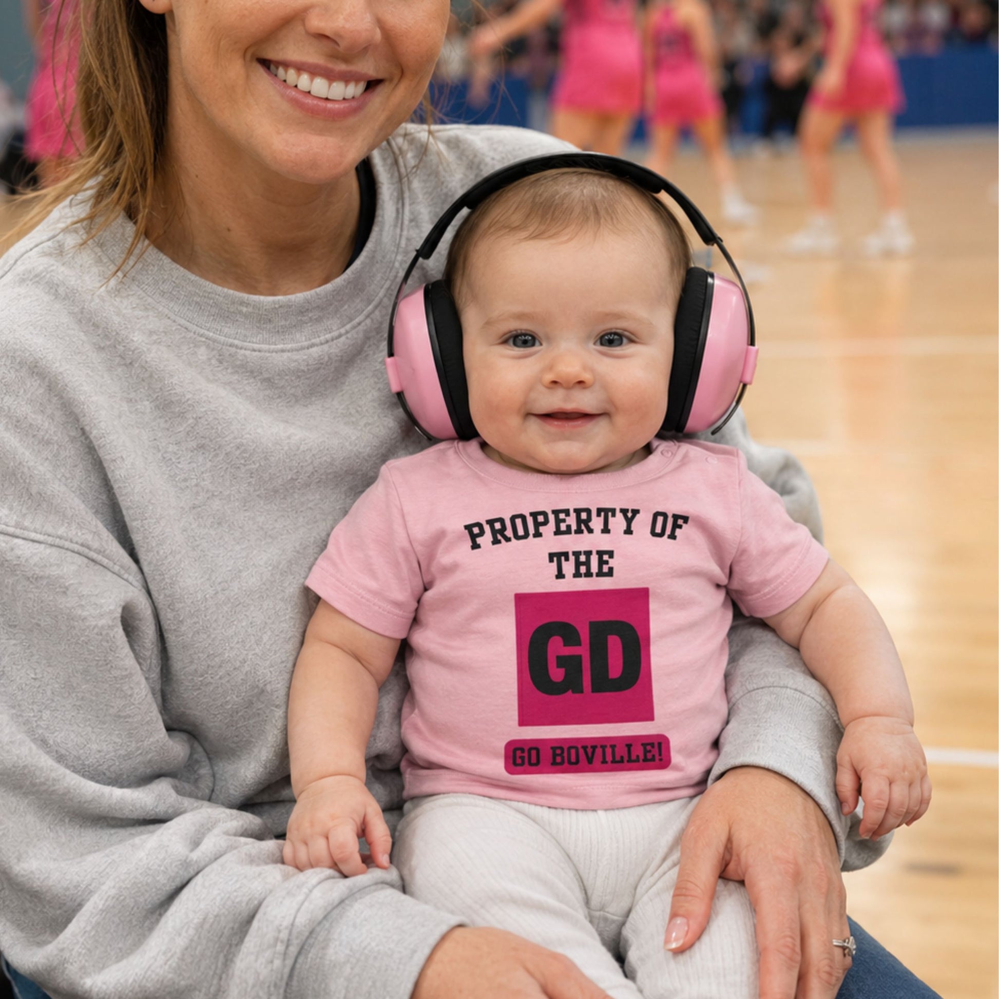 Personalised Pink Netball Baby Top - Netball Slogan Shirt for Baby