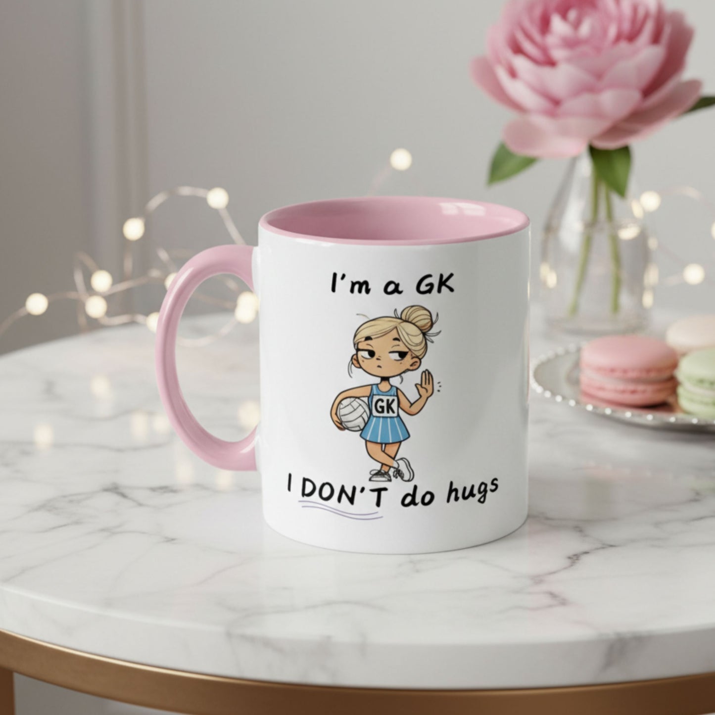 Netball Gifts - Pink Netball Goal Keeper Funny Mug for Netballers
