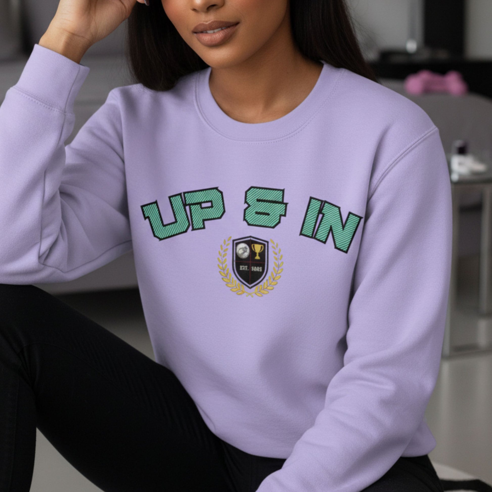 Purple Netball Slogan Sweatshirt - Up & In - Netball Clothing