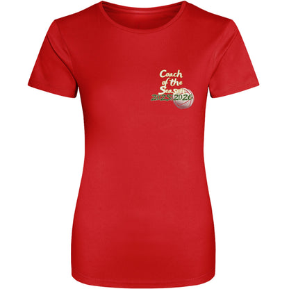 Red Netball Coach of the Season Training Shirt - Netball Coach Award