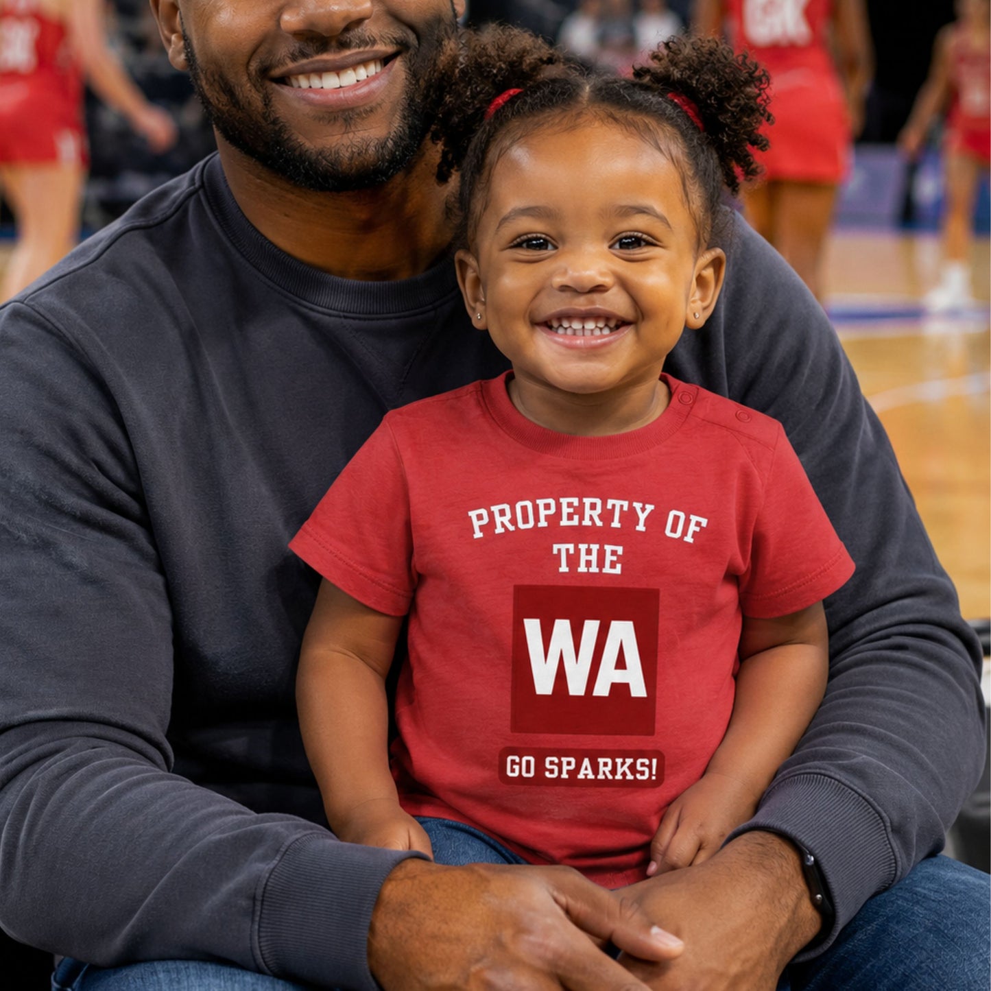 Personalised Red Netball Baby Top - Netball Team Shirt for Baby