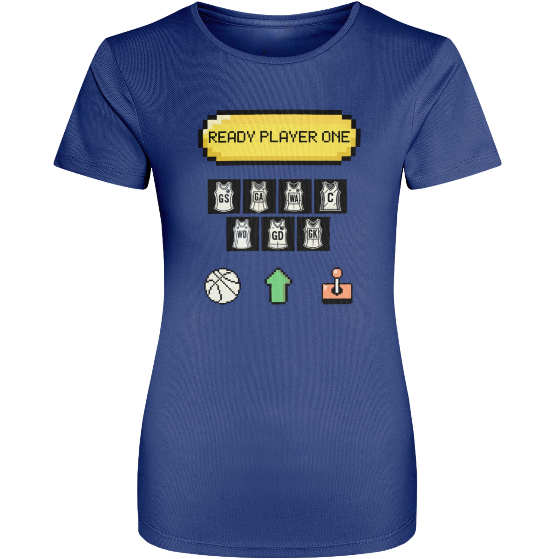 Retro Netball Training Top Blue Slogan