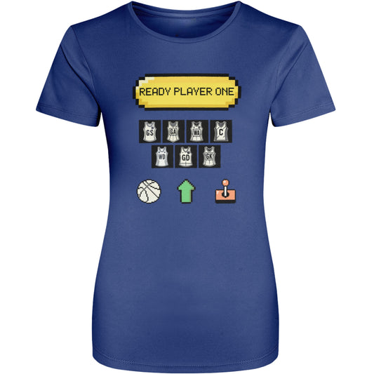 Retro Netball Training Top Blue Slogan