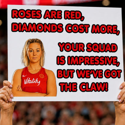 Funny England Netball Player Supporter Sign - 2026 Commonwealth Games